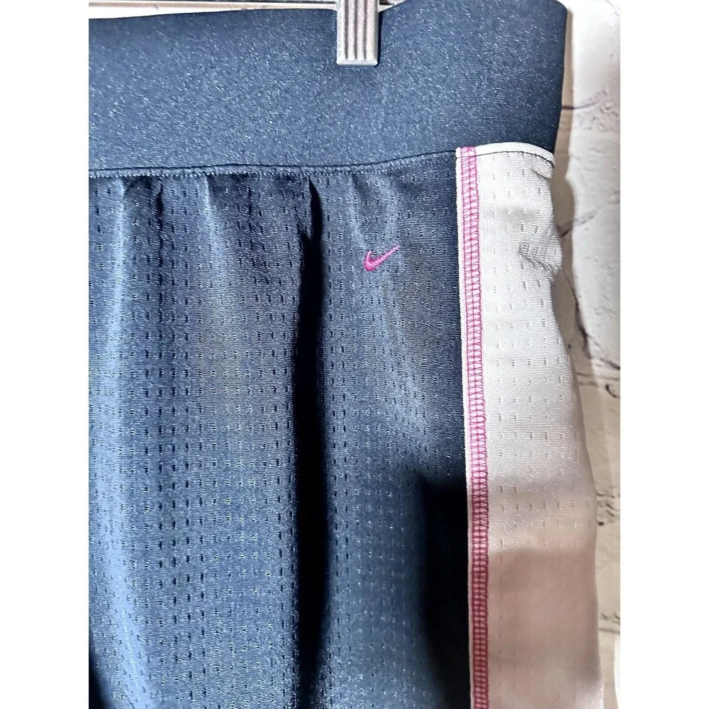 Nike Womens XL Navy Blue Mesh Athletic Basketball Shorts Pink Swoosh White Trim